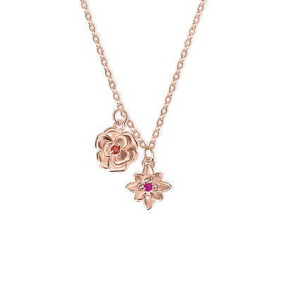 Personalized Birthflowers Bracelet & Necklace SET