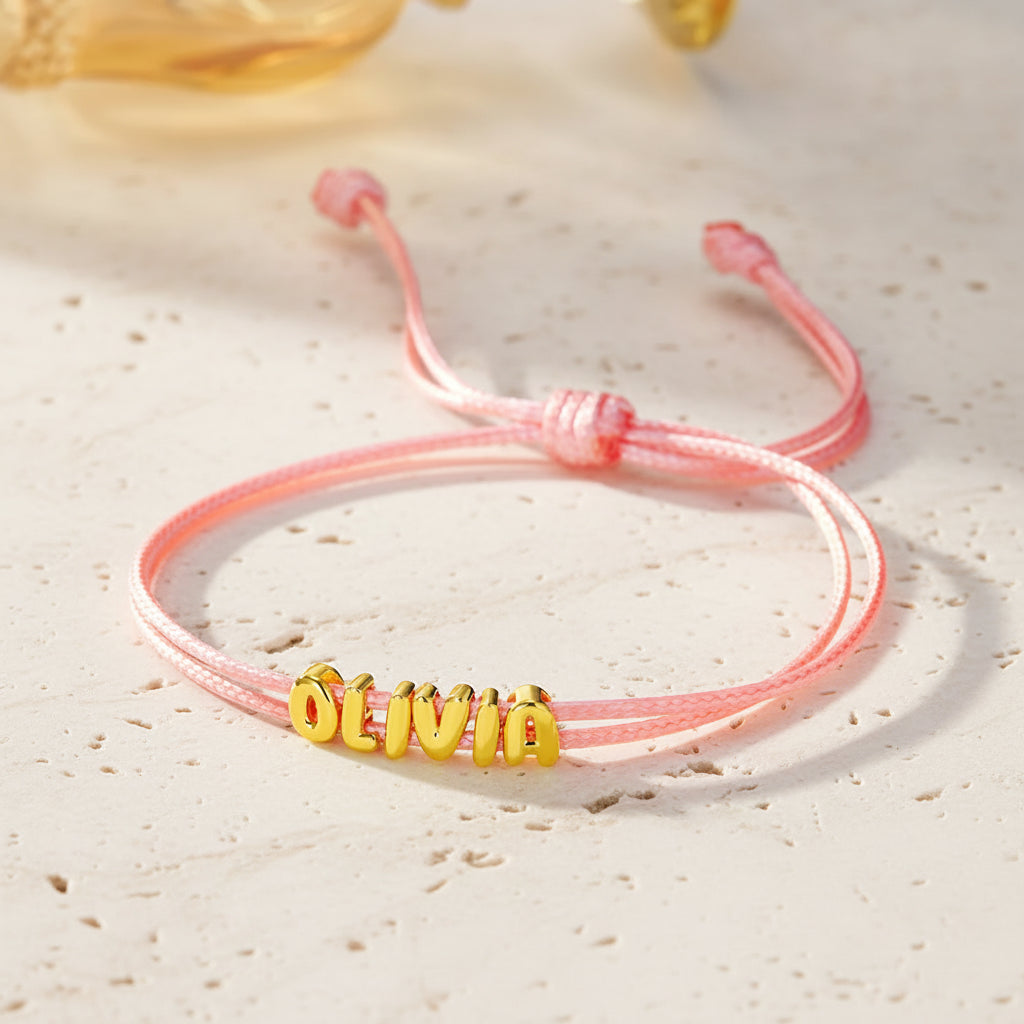 Custom Bubble Name Cord Bracelet