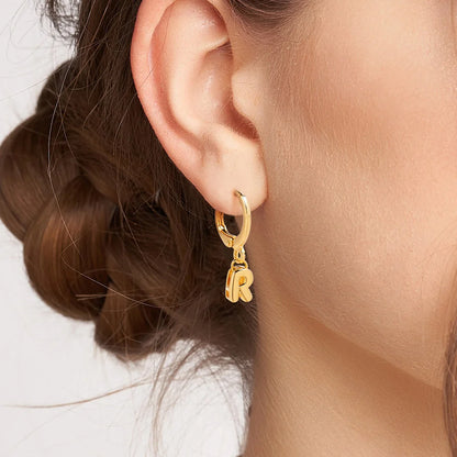 Custom Bubble Initial Hug Earrings