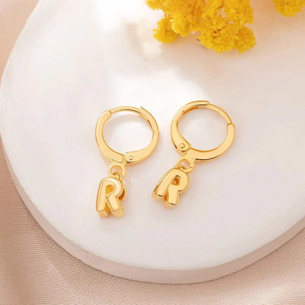 Custom Bubble Initial Hug Earrings