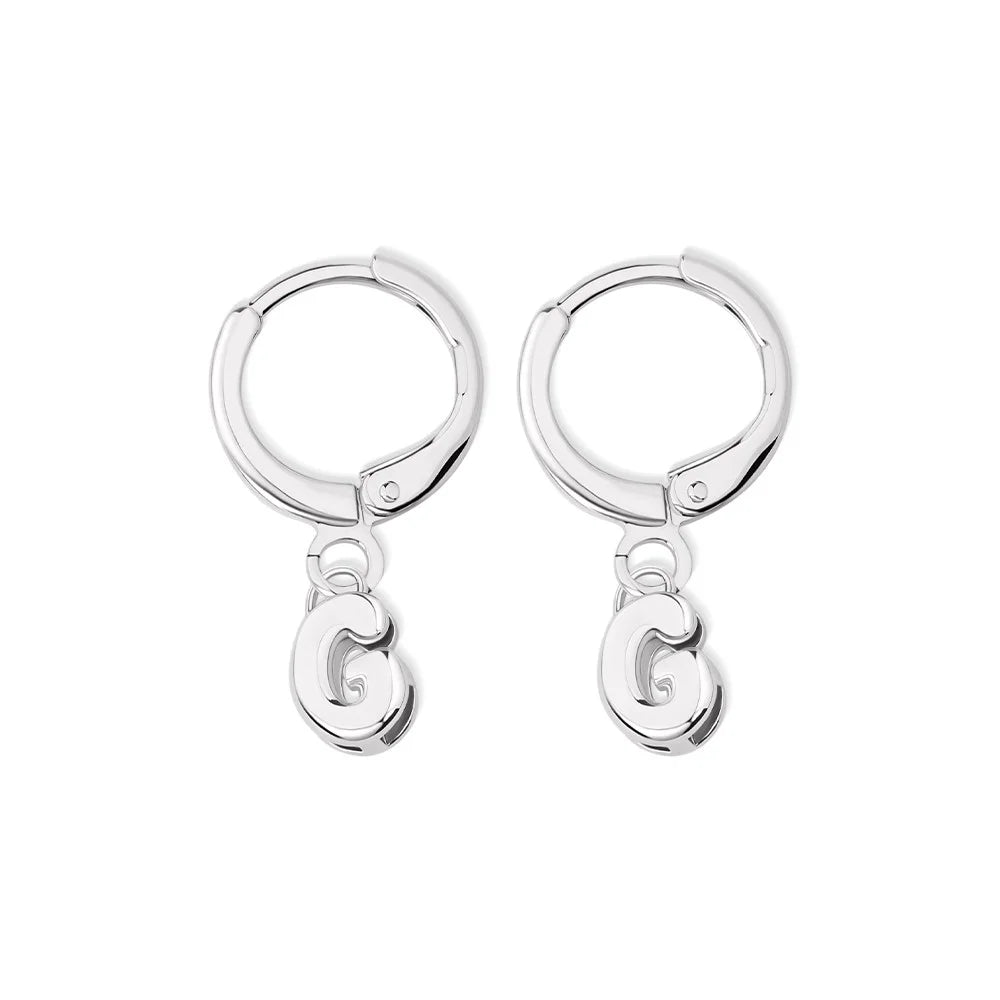 Custom Bubble Initial Hug Earrings