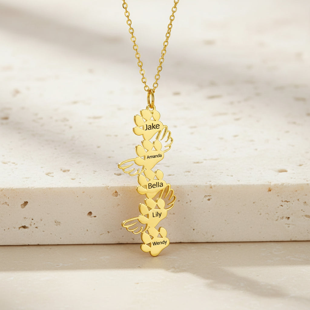 Custom Combined Pet Paw Necklace
