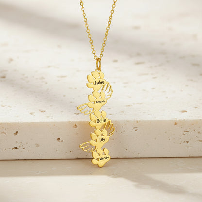 Custom Combined Pet Paw Necklace