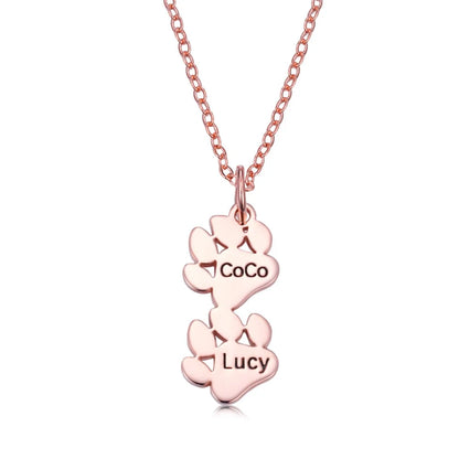 Custom Combined Pet Paw Necklace