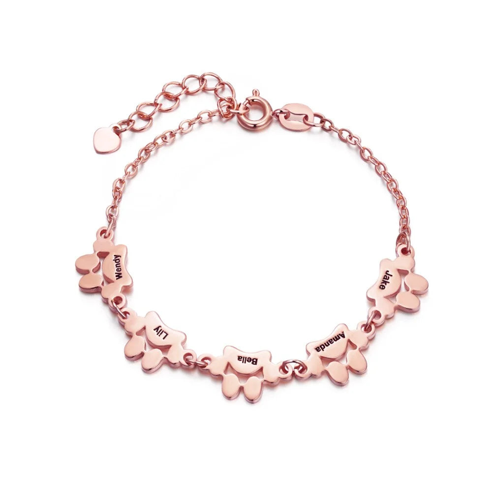Custom Combined Pet Paw Bracelet