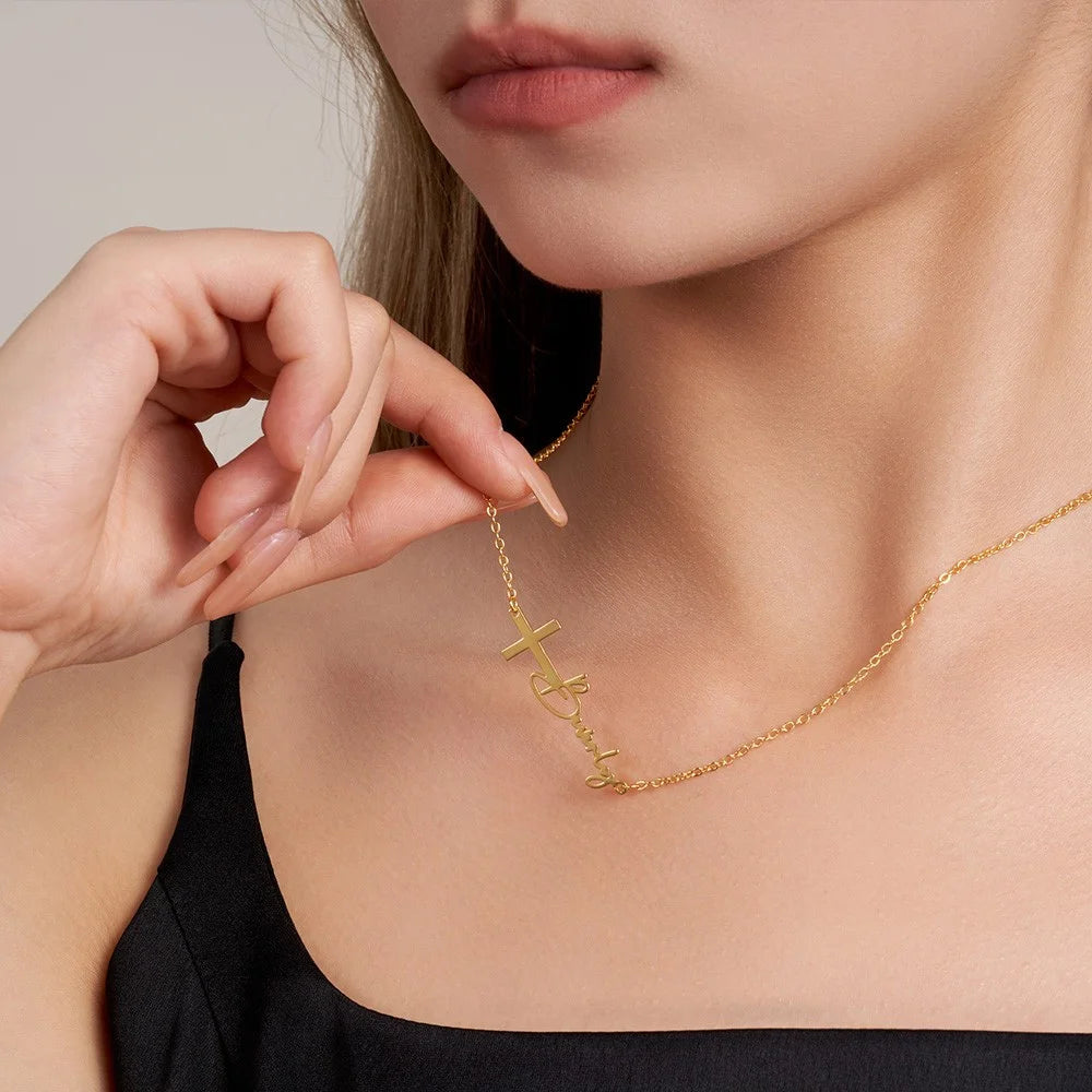 Personalized Cross Name Necklace