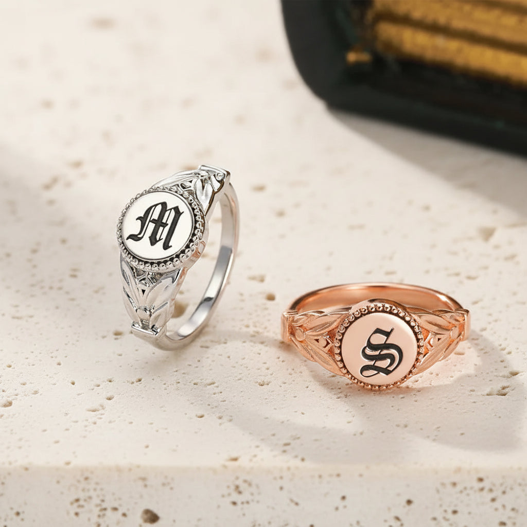 Custom Monogram Initial Signet Ring
