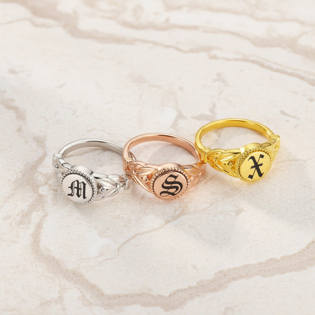 Custom Monogram Initial Signet Ring