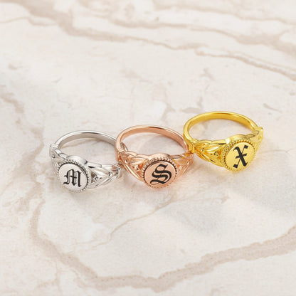 Custom Monogram Initial Signet Ring