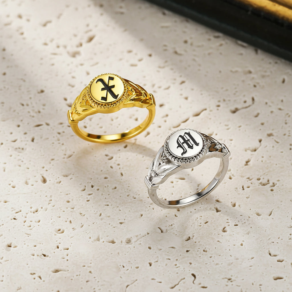 Custom Monogram Initial Signet Ring