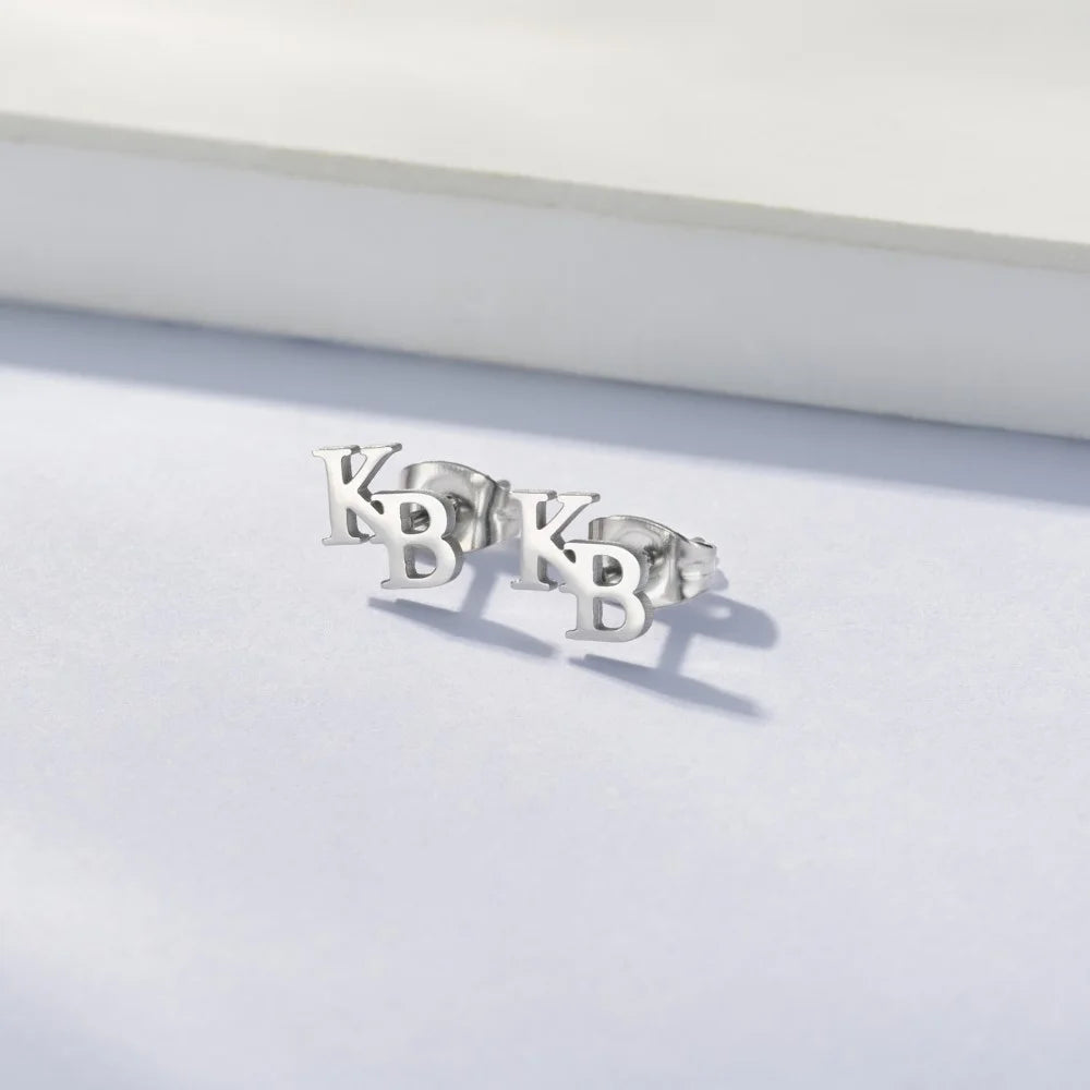Custom Double Initial Stud Earrings