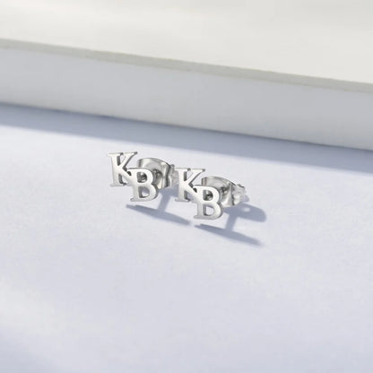 Custom Double Initial Stud Earrings