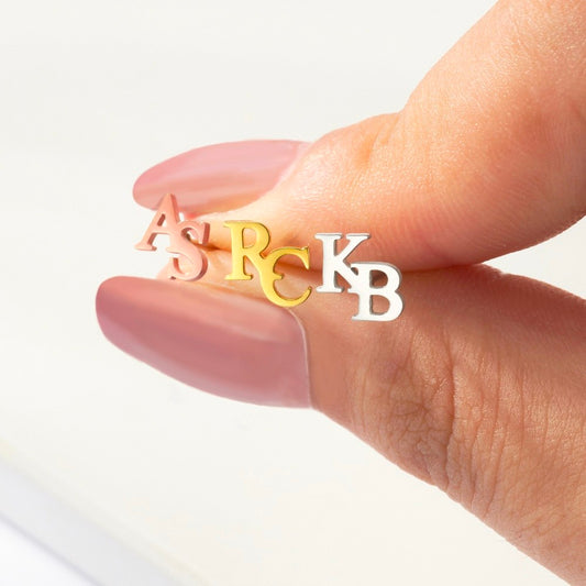 Custom Double Initial Stud Earrings