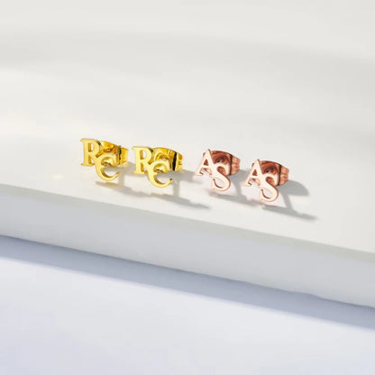 Custom Double Initial Stud Earrings