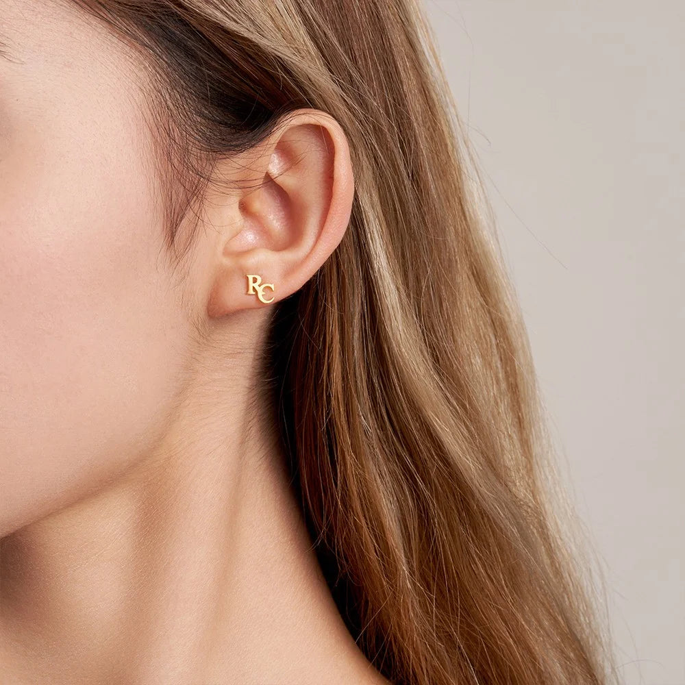 Custom Double Initial Stud Earrings