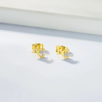 Custom Double Initial Stud Earrings