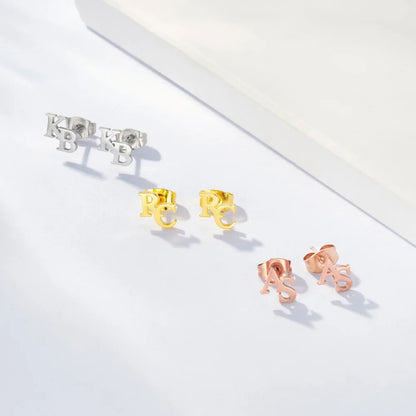 Custom Double Initial Stud Earrings