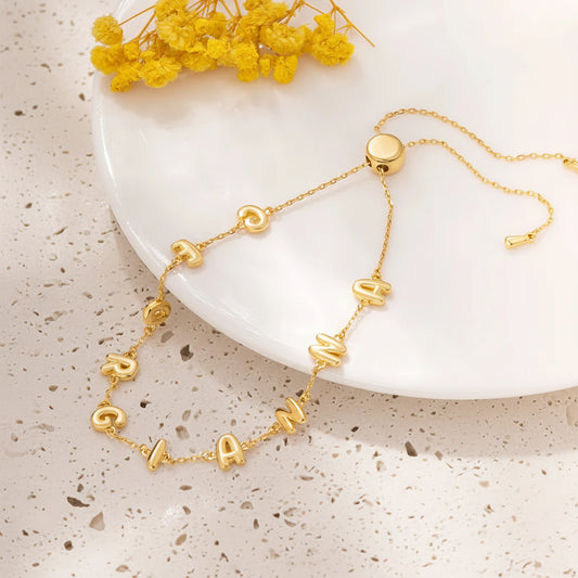 Personalized Bubble Letter Adjustable Name Bracelet