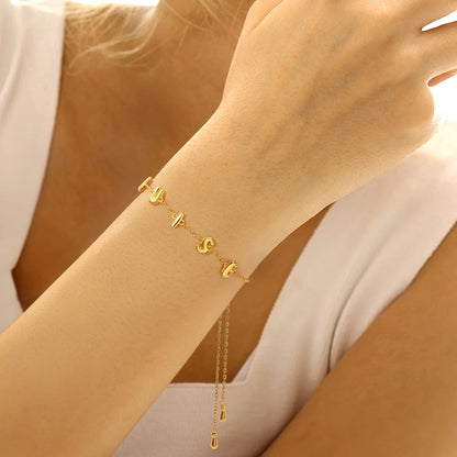 Personalized Bubble Letter Adjustable Name Bracelet