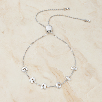 Personalized Bubble Letter Adjustable Name Bracelet