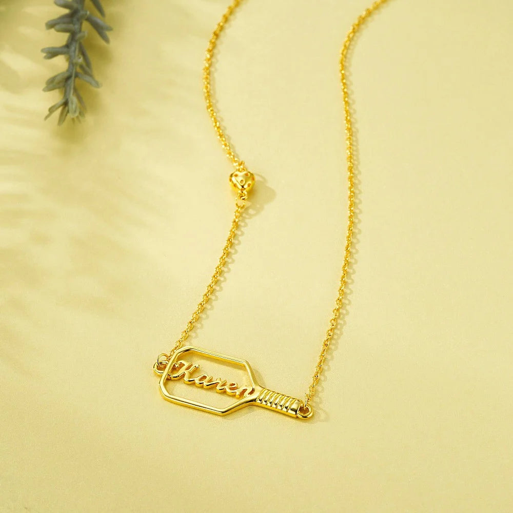 Personalized Name Pickleball Paddle Necklace