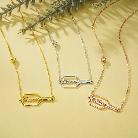 Personalized Name Pickleball Paddle Necklace