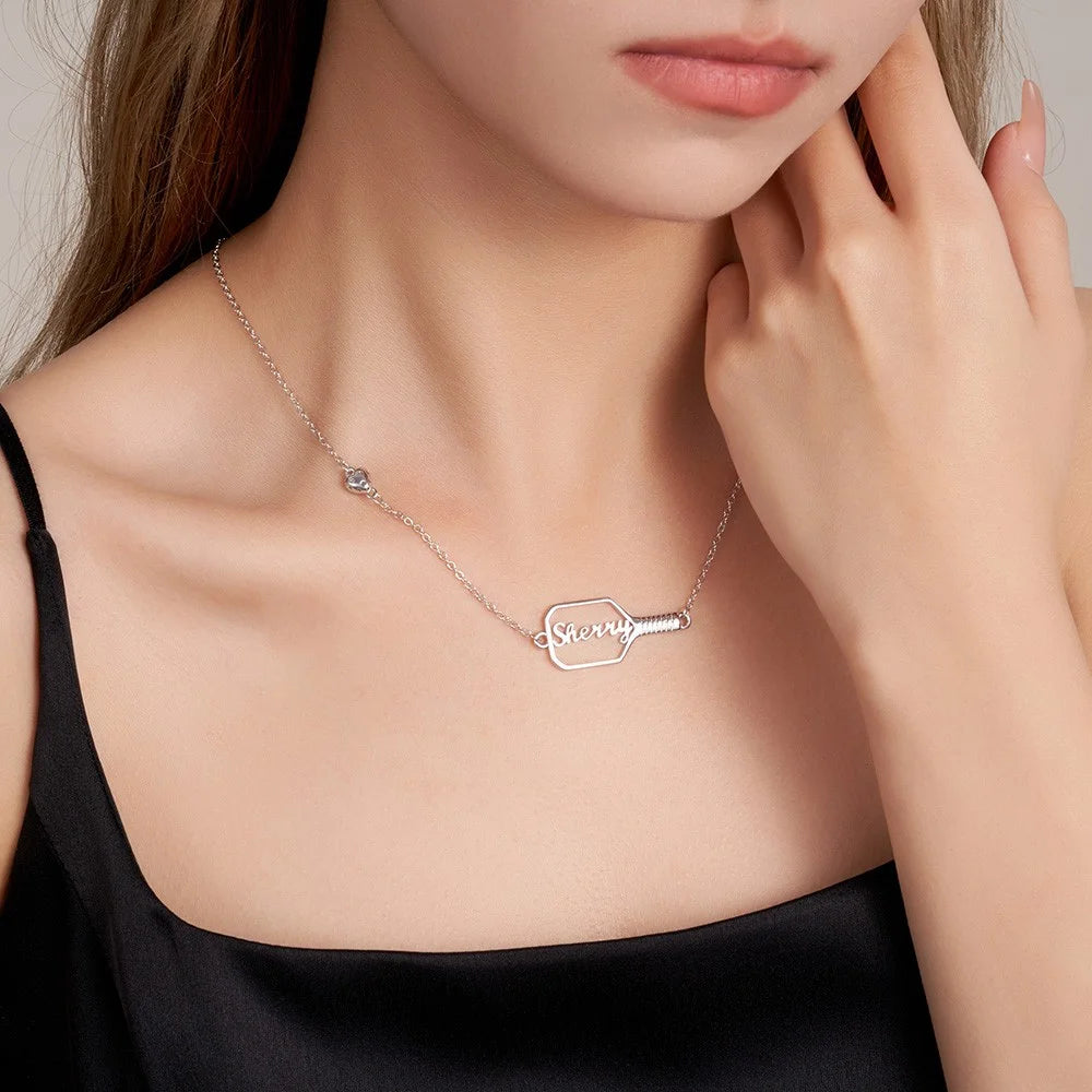 Personalized Name Pickleball Paddle Necklace