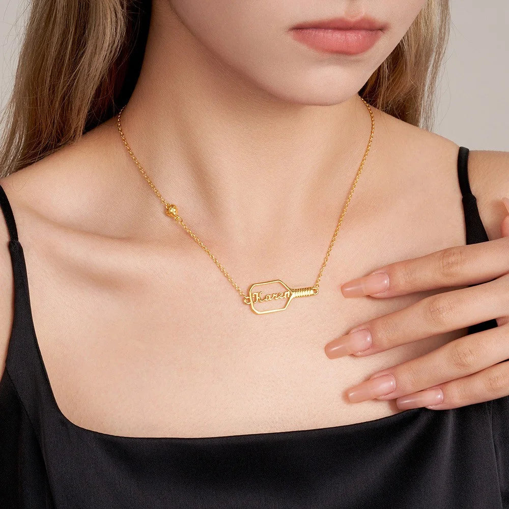 Personalized Name Pickleball Paddle Necklace