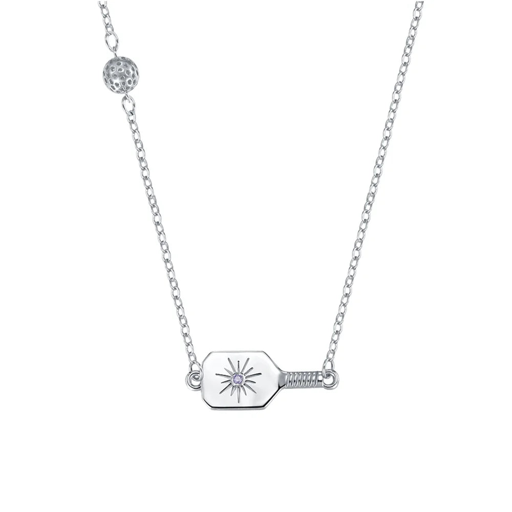 Custom Birthstone Pickleball Paddle Necklace