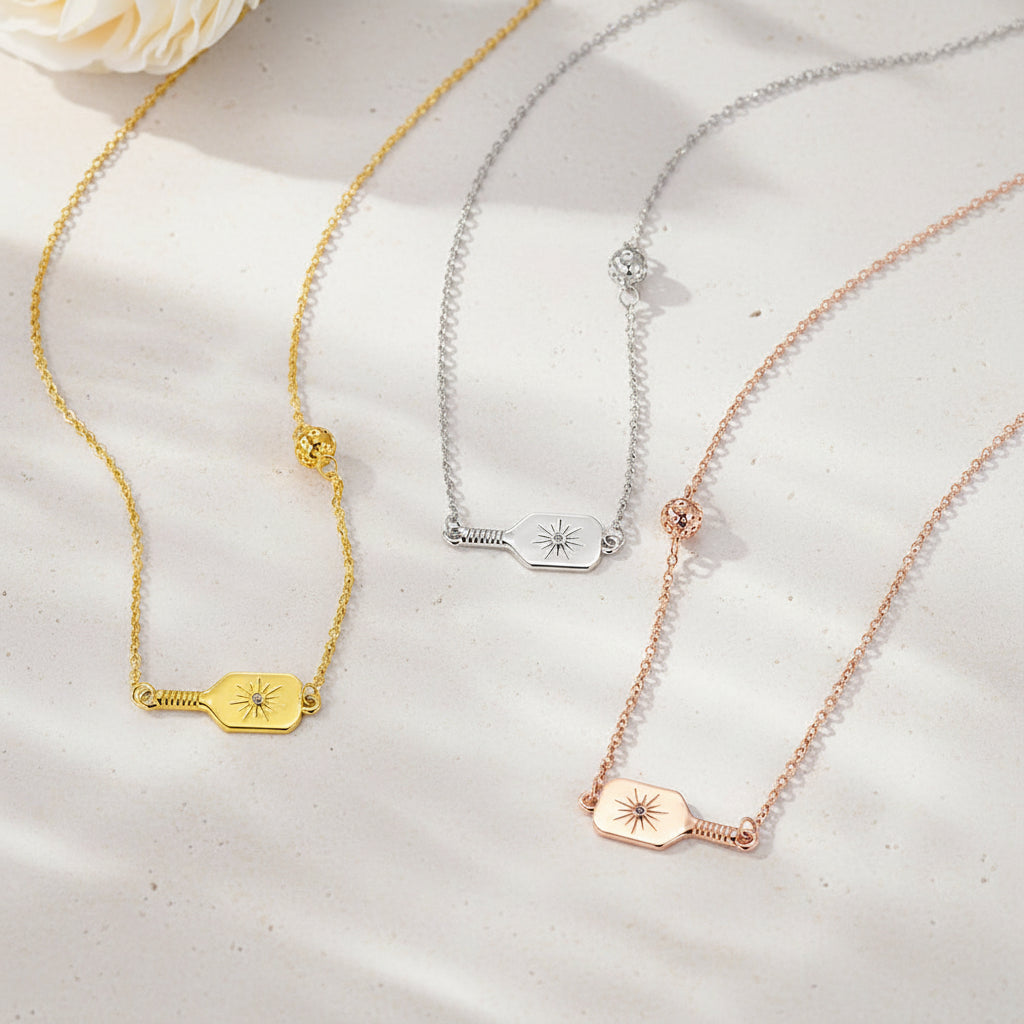 Custom Birthstone Pickleball Paddle Necklace
