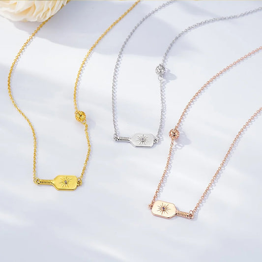 Custom Birthstone Pickleball Paddle Necklace