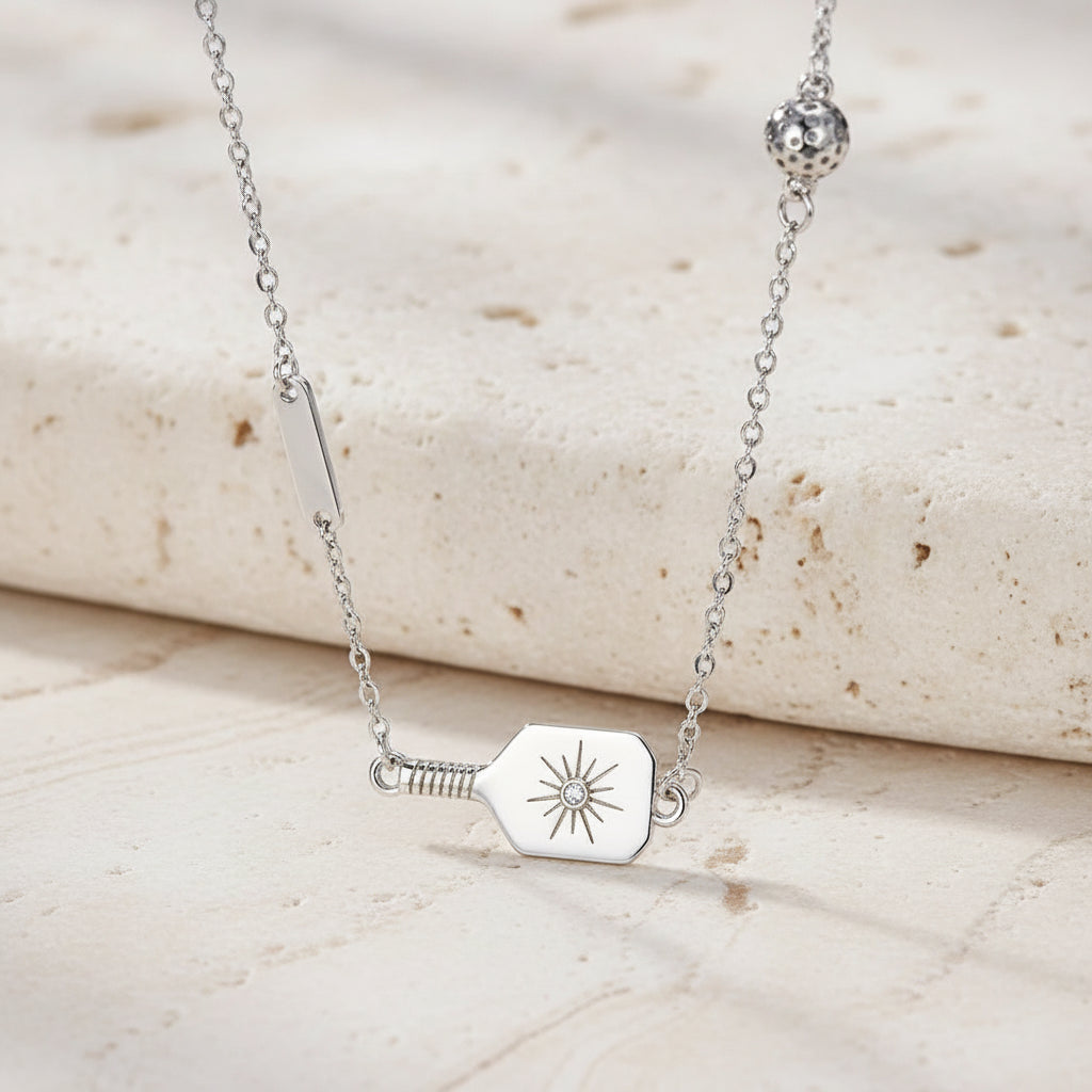 Custom Birthstone Pickleball Paddle Necklace