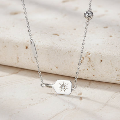 Custom Birthstone Pickleball Paddle Necklace