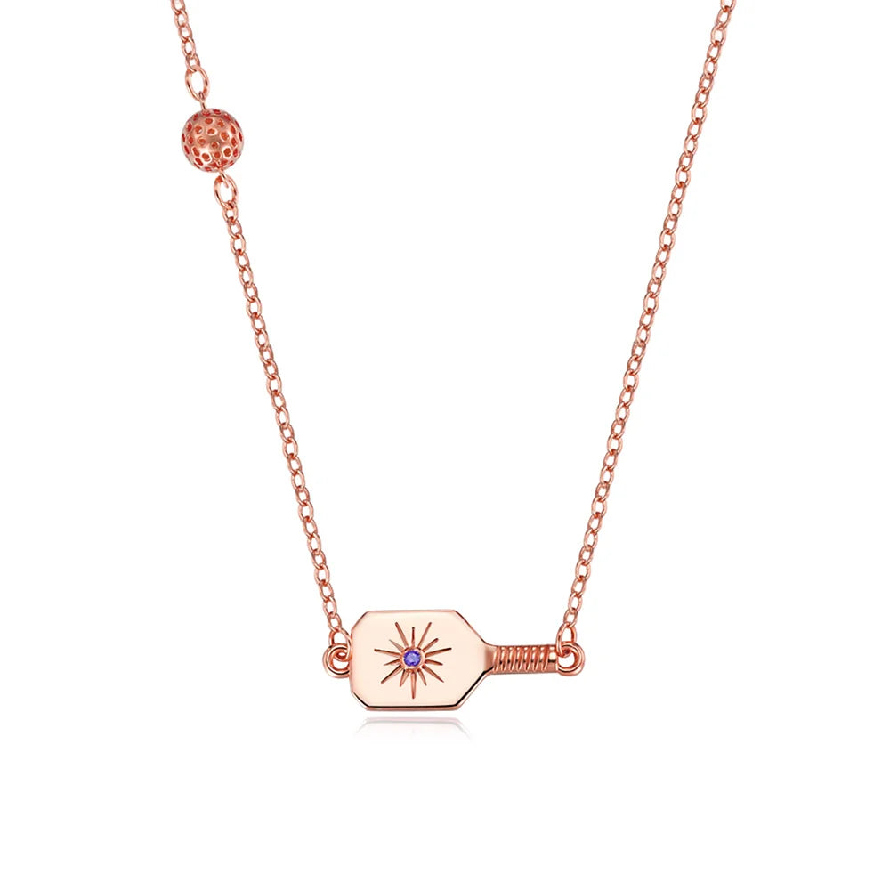 Custom Birthstone Pickleball Paddle Necklace