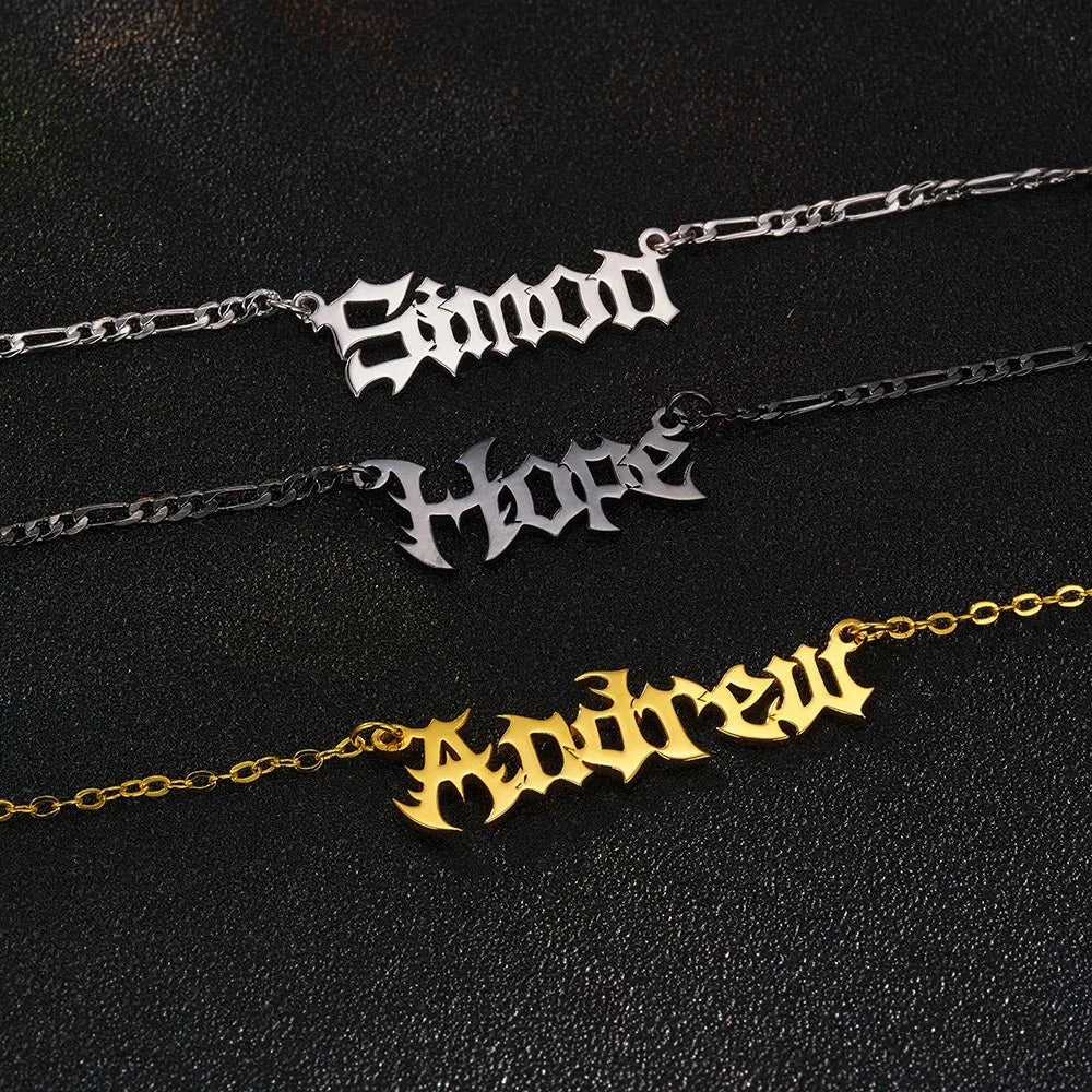 Custom Gothic Name Necklace