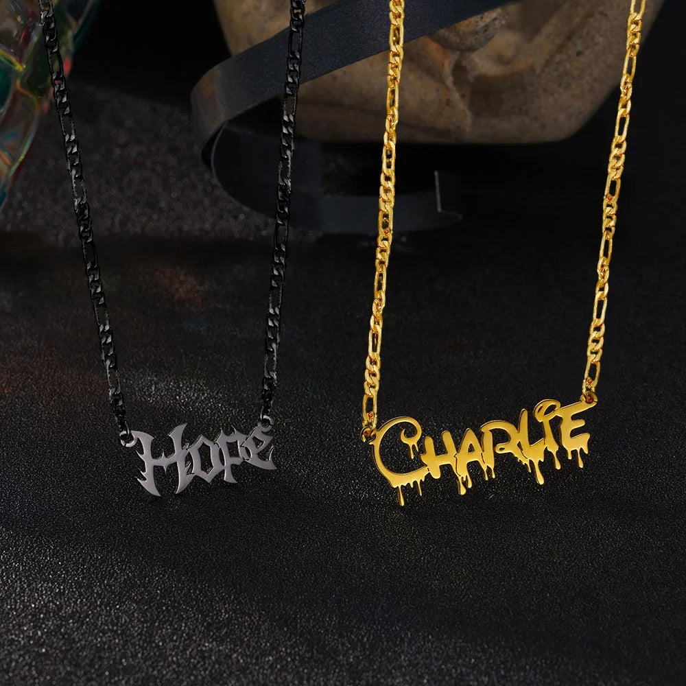 Custom Gothic Name Necklace