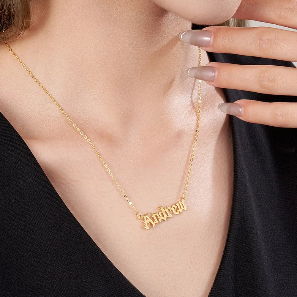 Custom Gothic Name Necklace