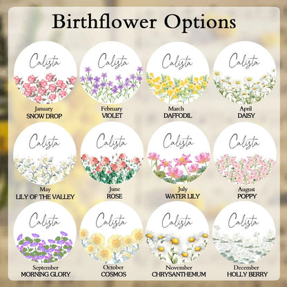 Personalized Birth Flower Ring Dish with Name