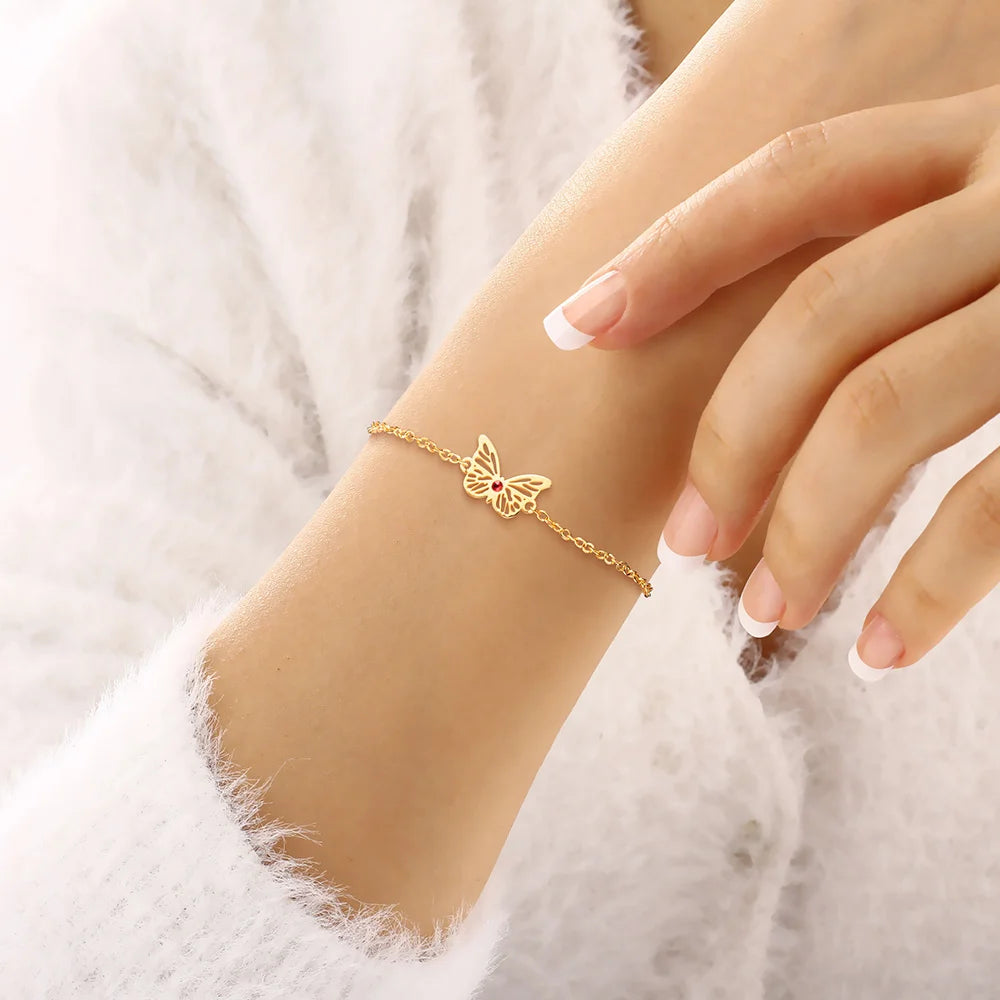 Custom Birthstone Butterfly Bracelet