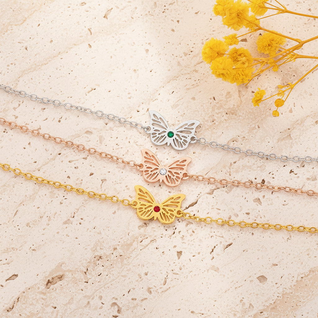 Custom Birthstone Butterfly Bracelet