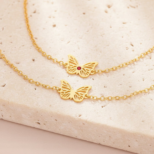 Custom Birthstone Butterfly Bracelet