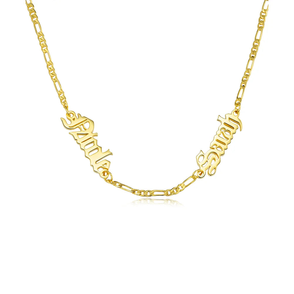 Custom Combined Old English Names Necklace