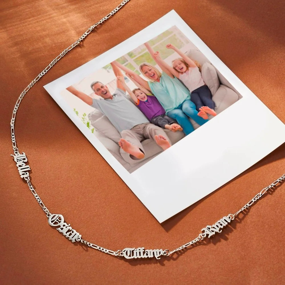 Custom Combined Old English Names Necklace