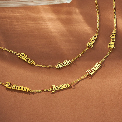 Custom Combined Old English Names Necklace
