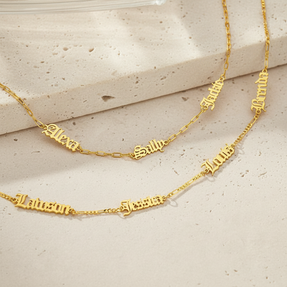 Custom Combined Old English Names Necklace