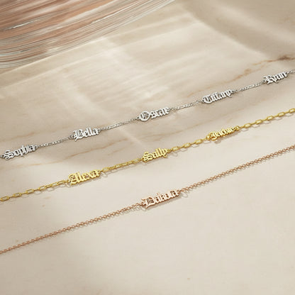 Custom Combined Old English Names Necklace