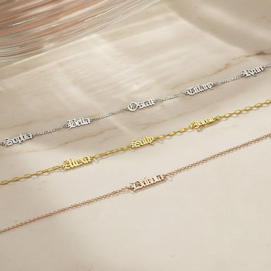 Custom Combined Old English Names Necklace