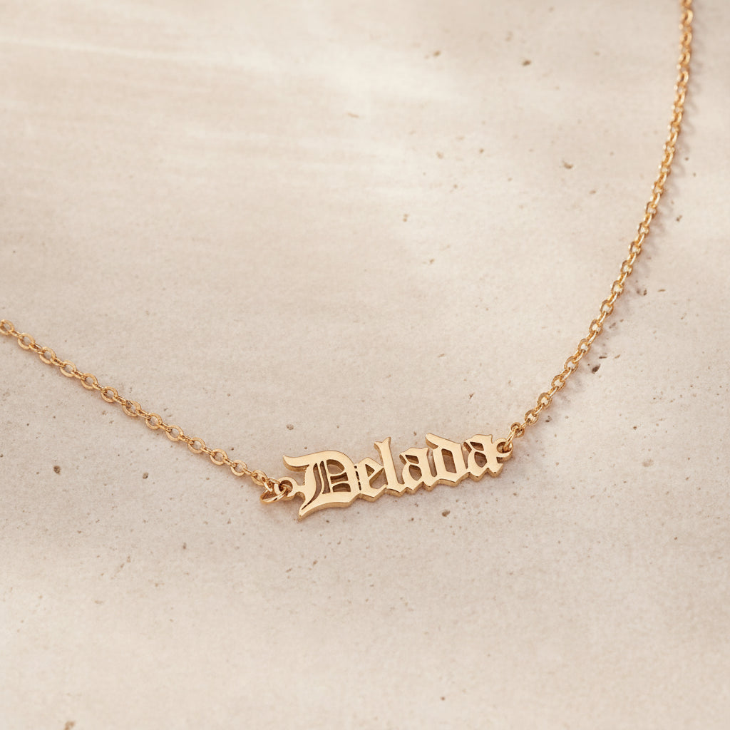 Custom Combined Old English Names Necklace