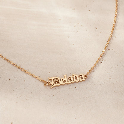 Custom Combined Old English Names Necklace