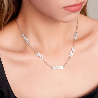 Custom Combined Old English Names Necklace